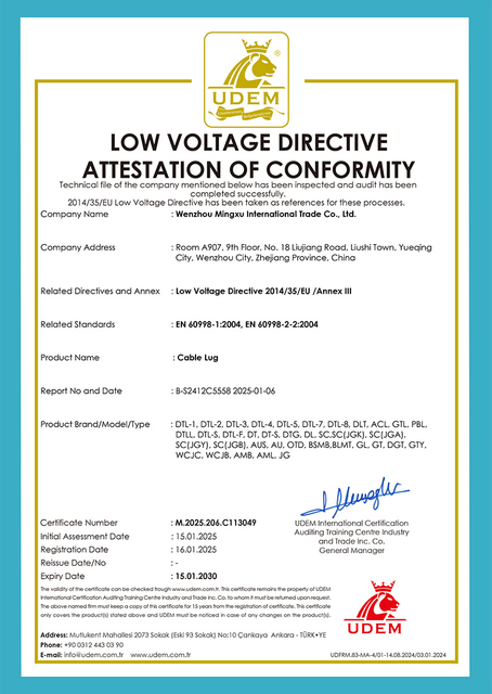 eyelet bimetal lug Certificates