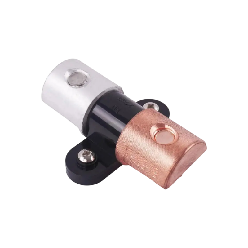 Bimetallic transition connectors showing friction welded joints